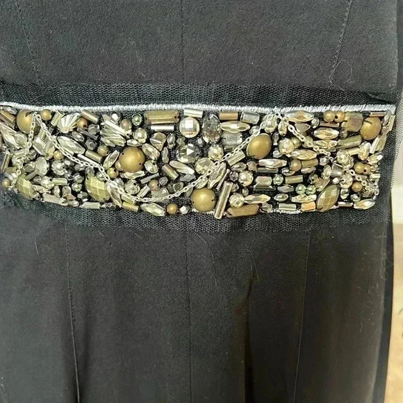 V Christina Vintage black long jacket. Size Large. Snap closure jeweled in gold - Picture 11 of 16